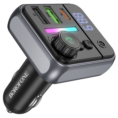 Автомобильное зарядное устройство с FM-Трансмиттер BOROFONE BC50 Ascenso, 2xUSB + 1xUSB-C, 0.5A, 38W, черный