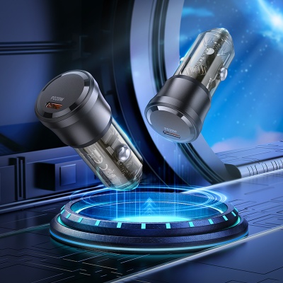 Автомобильное зарядное устройство BOROFONE BZ24 Clever, 1xUSB-C, 20W, прозрачный черный