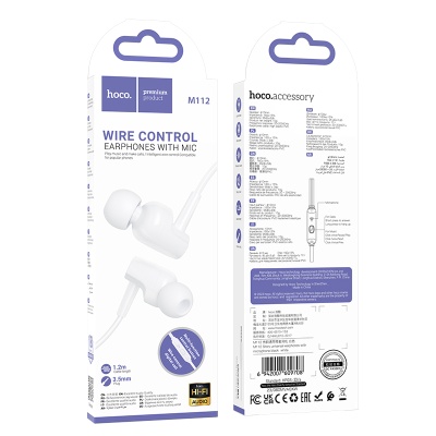 Проводные наушники HOCO M112 Story, Jack 3.5mm, 1.2 м, белый