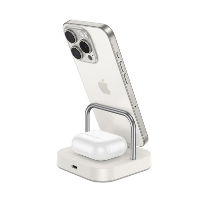 Настольная зарядная станция HOCO CQ16 Astute для iPhone+Apple Watch, 2A, 5W/7.5W/10W/15W, белый