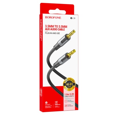 Аудиокабель BOROFONE BL19 Creator AUX Jack 3,5 (m) - Jack 3,5 (m), 1 м, черный