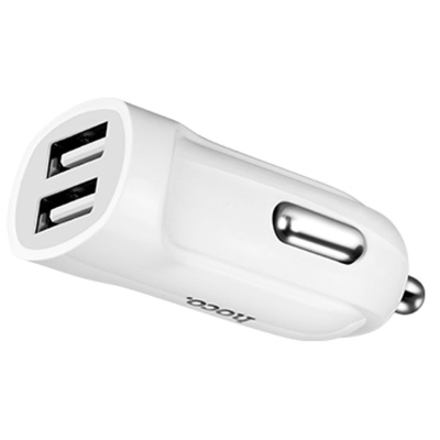 Автомобильное зарядное устройство HOCO Z2A, 2xUSB с Кабелем USB - Lightning, 2.4A, белый