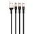 Кабель USB HOCO X26 Xpress 3 в 1 USB - Type-C + Lightning + MicroUSB, 2А, 1 м, черный+золотой