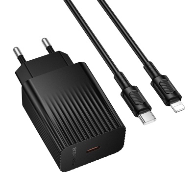 Сетевое зарядное устройство BOROFONE BAS75A Source 1xUSB-C с Кабелем Type-C - Lightning, 30W, черный