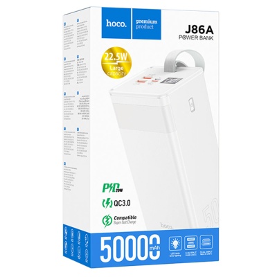 Портативный аккумулятор HOCO J86A Power Master, 50000 мА⋅ч, белый