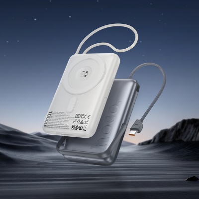 Портативный аккумулятор HOCO Q43 Clever, с беспроводной зарядкой, 20W, 10000 мА⋅ч, серебристый