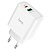 Сетевое зарядное устройство HOCO C57A Speed charger 1xUSB + 1xUSB-C, 3A, 18W, белый
