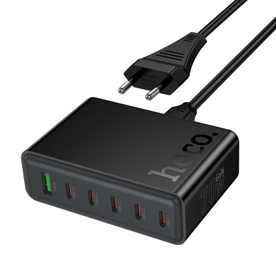 Сетевое зарядное устройство HOCO C152A Modern 1xUSB + 5xUSB-C, 3A, 70W, черный