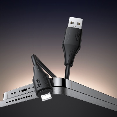 Кабель USB HOCO X124 Bien USB - Lightning, 2.4А, 1 м, черный