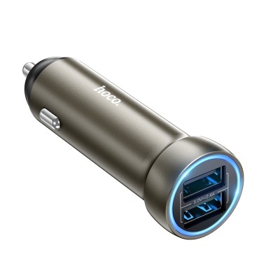 Автомобильное зарядное устройство HOCO Z54 Prosperous, 2xUSB, 3.1A, 15.5W, золотой