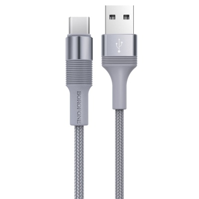 Кабель USB BOROFONE BX21 Outstanding USB - Type-C, 3A, 1 м, серый металлик