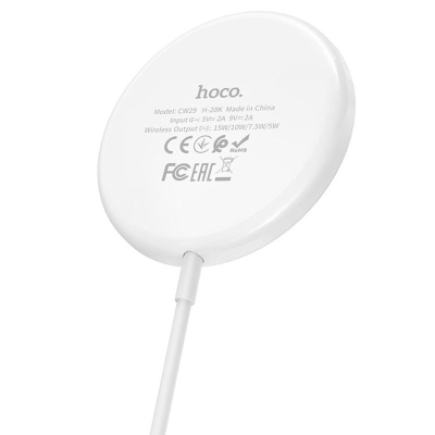 Беспроводное зарядное устройство MagSafe HOCO CW29 Magnetic, 5W/7.5W/10W/15W, белый