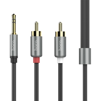 Аудиокабель HOCO UPA10 double lotus AUX Jack 3,5 (m) - RCA (m), 1.5 м, серый металлик