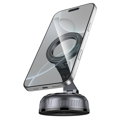 Автомобильный держатель HOCO H92 High vacuum, магнитный, на приборная панель/лобовое стекло, черный+серый металлик