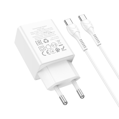 Сетевое зарядное устройство HOCO N68 Nuevo 1xUSB-C с Кабелем Type-C - Type-C, 20W, белый