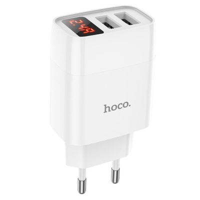 Сетевое зарядное устройство HOCO C86A Illustrious 2xUSB, 2.4A, 10.8W, белый