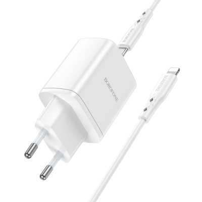 Сетевое зарядное устройство BOROFONE BN9 Reacher 2xUSB-C с Кабелем Type-C - Lightning, 35W, белый