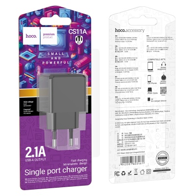 Сетевое зарядное устройство HOCO CS11A Ocean 1xUSB, 2.1A, черный