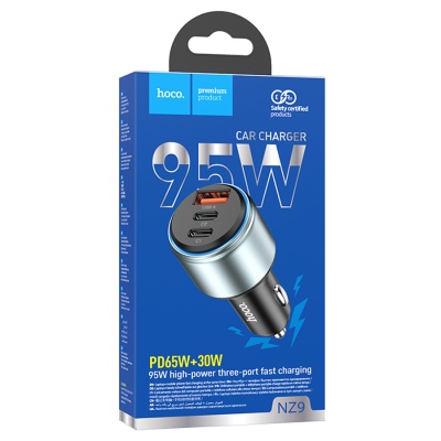 Автомобильное зарядное устройство HOCO NZ9 Galloper, 1xUSB + 2xUSB-C, 95W, черный