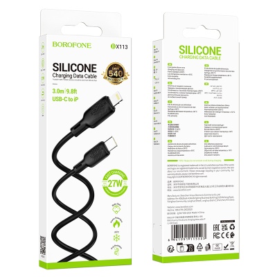 Кабель USB-C BOROFONE BX113 Lenny Type-C - Lightning, 27W, 3 м, черный