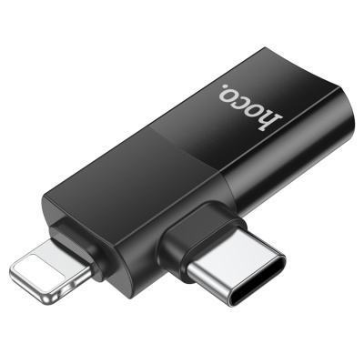 Переходник/Адаптер HOCO UA17 Type-C (m) / Lightning (m) - USB (f), черный