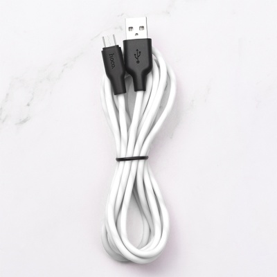 Кабель USB HOCO X21 Plus Silicone USB - MicroUSB, 2.4А, 2 м, белый+черный
