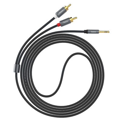 Аудиокабель HOCO UPA10 double lotus AUX Jack 3,5 (m) - RCA (m), 1.5 м, серый металлик