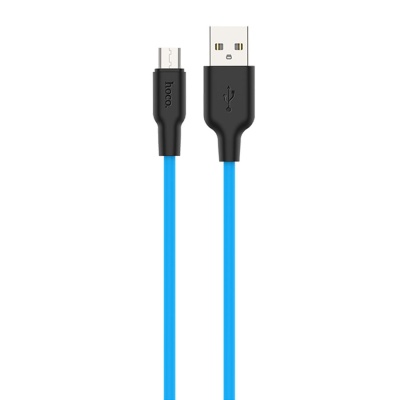 Кабель USB HOCO X21 Plus Silicone USB - MicroUSB, 2.4А, 1 м, черный+синий