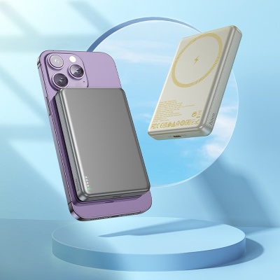 Портативный аккумулятор HOCO Q26A Joy, с беспроводной зарядкой, 20W, 10000 мА⋅ч, серый металлик