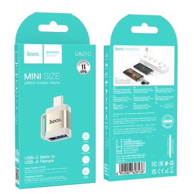 Переходник/Адаптер HOCO UA31C Type-C (m) - USB (f), серый