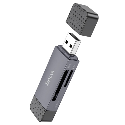 Переходник/Адаптер HOCO HB45 Spirit 2 в 1 USB2.0 (m) / Type-C (m) - TF/SD, черный