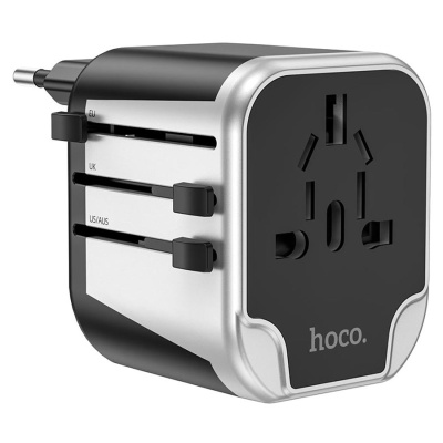 Сетевое зарядное устройство HOCO AC5 Level dual port 2xUSB с - конвертор, 2.4A, черный