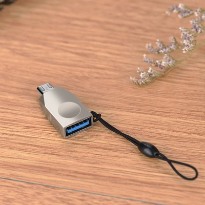 Переходник/Адаптер HOCO UA10 OTG MicroUSB (m) - USB (f), жемчужный никель