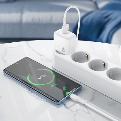 Сетевое зарядное устройство BOROFONE BAS43A Potential 1xUSB-C с Кабелем Type-C - Type-C, 20W, белый