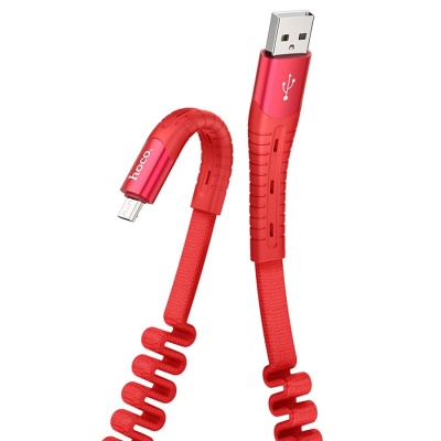 Кабель USB HOCO U78 Cotton USB - MicroUSB, 2.4А, 1.2 м, красный