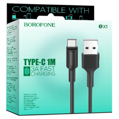 Кабель USB BOROFONE BX1 EzSync USB - Type-C, 3A, 1 м, черный
