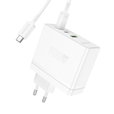 Сетевое зарядное устройство BOROFONE BN11 Imperial 1xUSB + 2xUSB-C с Кабелем Type-C - Type-C, 100W, белый