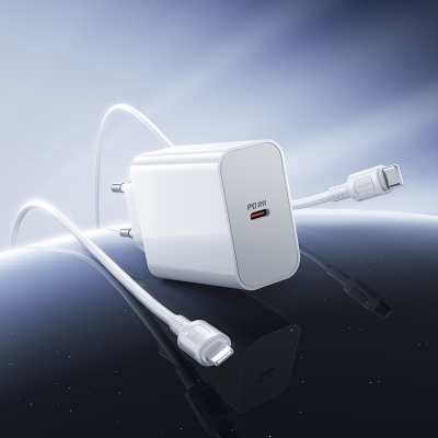Сетевое зарядное устройство BOROFONE BA107A Stellar 1xUSB-C с Кабелем Type-C - Lightning, 30W, белый