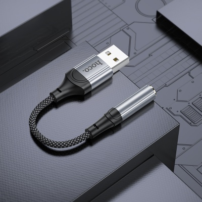 Переходник/Адаптер HOCO LS36 Fresh USB (m) - Jack 3,5 (f), 12 см, черный