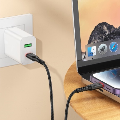 Кабель USB-C HOCO X59 Victory Type-C - Lightning, 27W, 3 м, черный