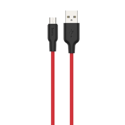 Кабель USB HOCO X21 Plus Silicone USB - MicroUSB, 2.4А, 2 м, красный+черный