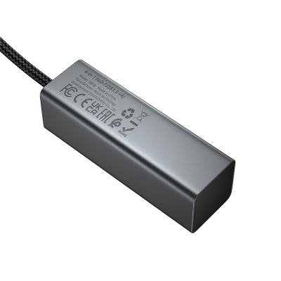 USB HUB разветвитель HOCO HB1B 4 в 1 USB (m) - 4xUSB3.0 (f), 1 м, серый металлик