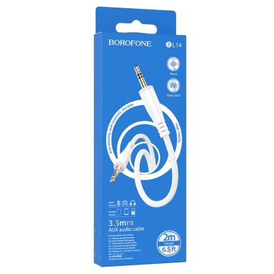 Аудиокабель BOROFONE BL14 AUX Jack 3,5 (m) - Jack 3,5 (m), 2 м, белый