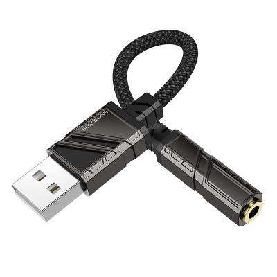 Переходник/Адаптер BOROFONE BV23 Dignity USB2.0 (m) - Jack 3,5 (f), 15 см, черный