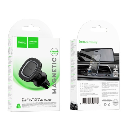 Автомобильный держатель HOCO H72 Crown, магнитный, на воздуховод, черный+серый металлик