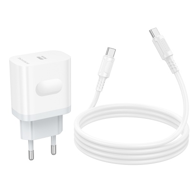 Сетевое зарядное устройство BOROFONE BA99A Breeze 1xUSB-C с Кабелем Type-C - Type-C, 20W, белый