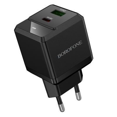 Сетевое зарядное устройство BOROFONE BN19 Intenso 1xUSB + 1xUSB-C, 3A, 20W, черный