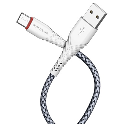 Кабель USB BOROFONE BX25 Powerful USB - Type-C, 3A, 1 м, белый