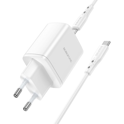 Сетевое зарядное устройство BOROFONE BN9 Reacher 2xUSB-C с Кабелем Type-C - Type-C, 35W, белый
