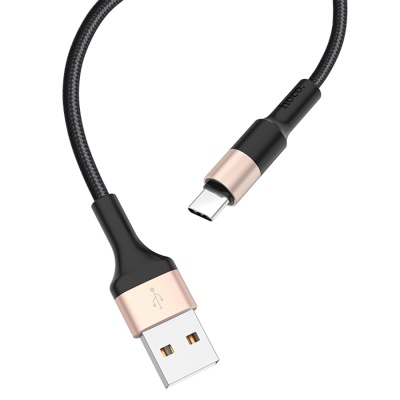 Кабель USB HOCO X26 Xpress USB - Type-C, 2А, 1 м, черный+золотой